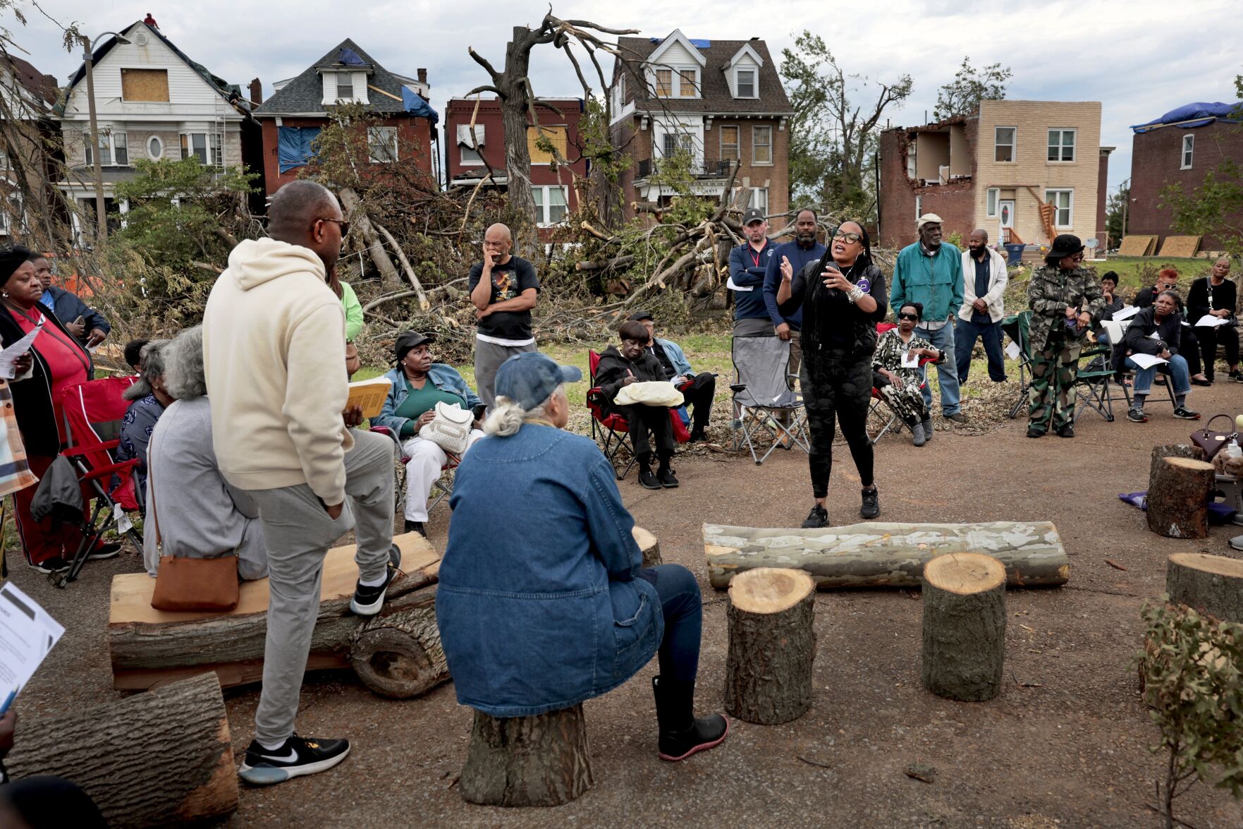 Fountain Park-Lewis Place monthly meeting held outside due to tornado